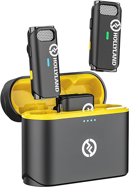 Hollyland Lark M1 Wireless Lavalier Microphone System with Charging Case Dual-channel 650ft Range 20H Battery Life for iPhone Camera Laptop YouTube Facebook Live Stream Record Interview Vlogs, Black